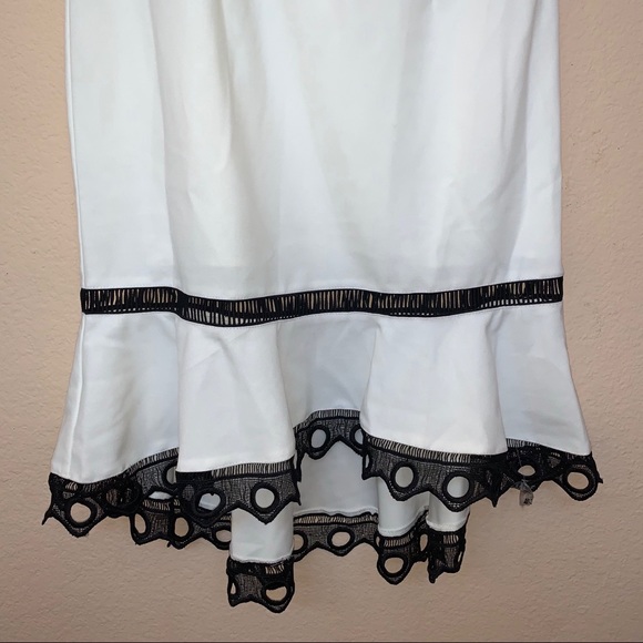 Nanette Lepore White One Shoulder Black Lace Dress - Picture 5 of 11